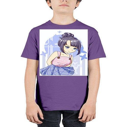 Cute and beautiful girl purple hair 167# - anime - Youth Tee Unisex