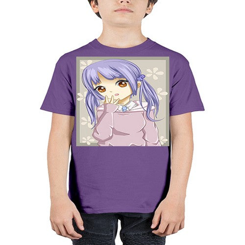 Cute and beautiful girl purple hair 25# - anime - Youth Tee Unisex