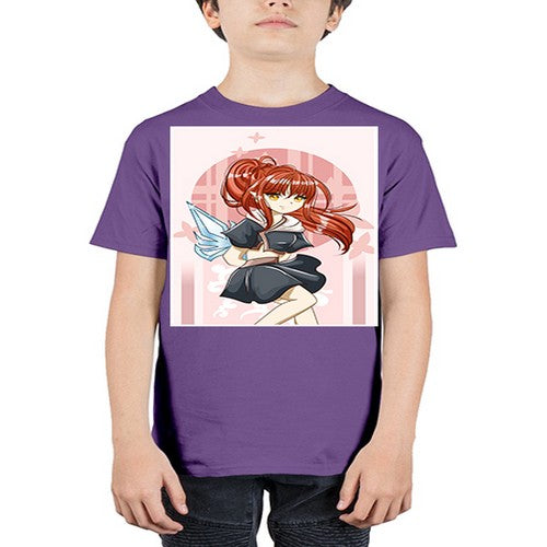 Cute and beautiful girl red long hair with sword cartoon 157# - anime - Youth Tee Unisex