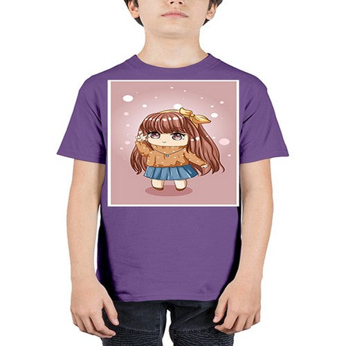 Cute and beautiful little girl long brown hair 149# - anime - Youth Tee Unisex
