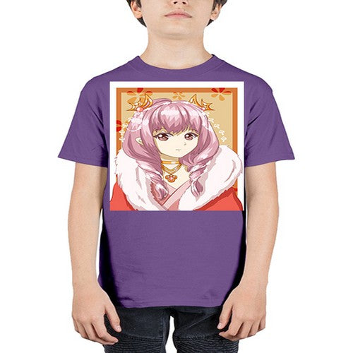 Cute and beautiful queen pink hair with red dress 124# - anime - Youth Tee Unisex