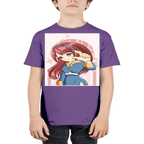Cute and cool girl red long hair 166# - anime - Youth Tee Unisex