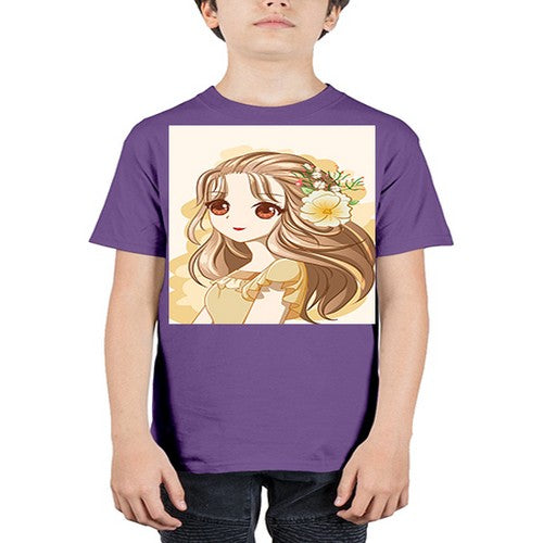 Cute and happy girl with flowers crown 57# - anime - Youth Tee Unisex
