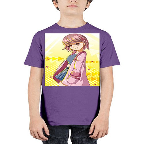 Cute and happy girl with pink coat 111# - anime - Youth Tee Unisex