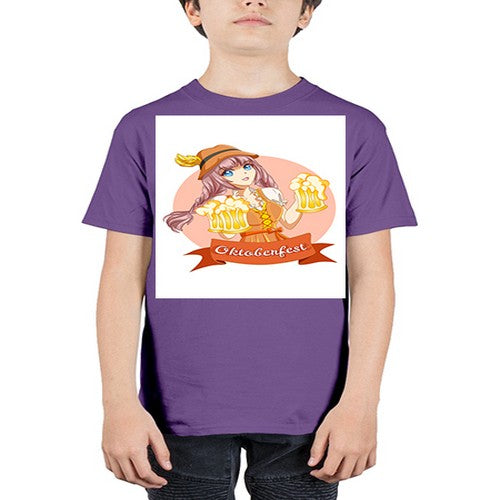 Cute and happy woman celebrating oktoberfest with beer 177# - anime - Youth Tee Unisex