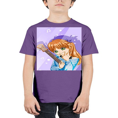 Cute and soft girl with guitar 53# - anime - Youth Tee Unisex