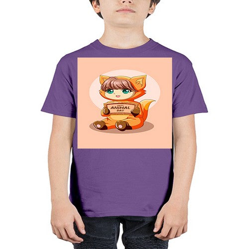 Cute girl with animal costume in animal day text 137# - anime - Youth Tee Unisex