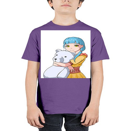 Cute girl with bear doll 26# - anime - Youth Tee Unisex