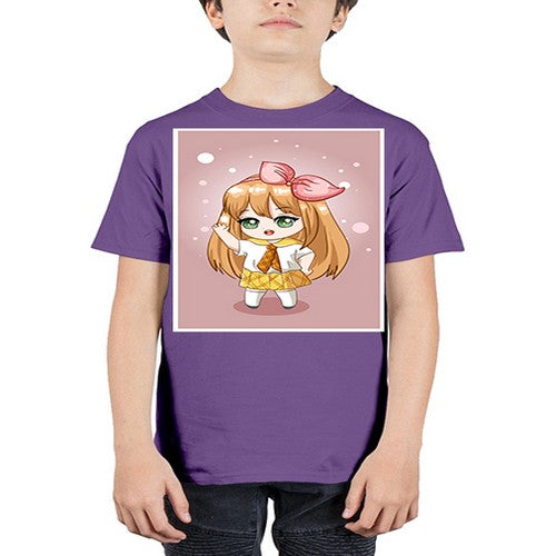 Cute little girl yellow hair wearing uniform 130# - anime - Youth Tee Unisex