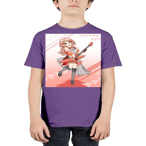 Cute rock star girl with guitar game 17# - anime - Youth Tee Unisex
