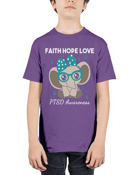 Elephant I Have PTSD Awareness 25# - PTSD - Youth Tee Unisex