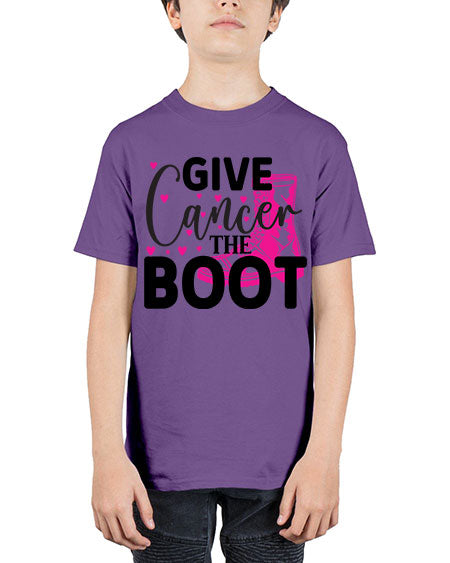 Give Cancer the Boot 24# - breast cancer - Youth Tee Unisex