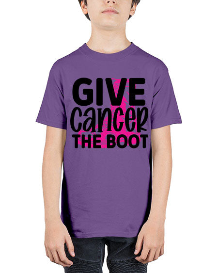 Give Cancer the Boot 25# - breast cancer - Youth Tee Unisex