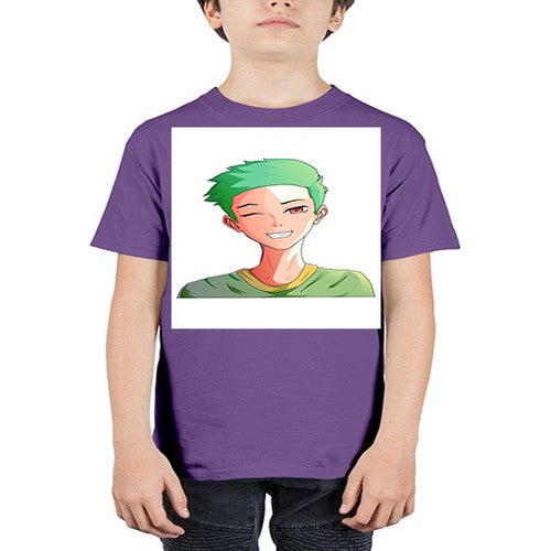 Handsome boy green hair wearing green shirt 35# - anime - Youth Tee Unisex