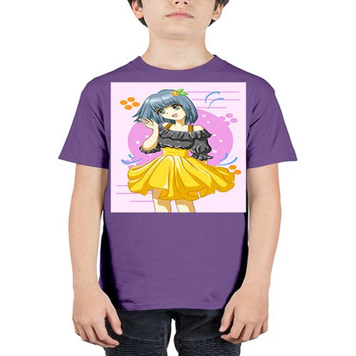Happy and funny girl with black yellow dress in summer 41# - anime - Youth Tee Unisex
