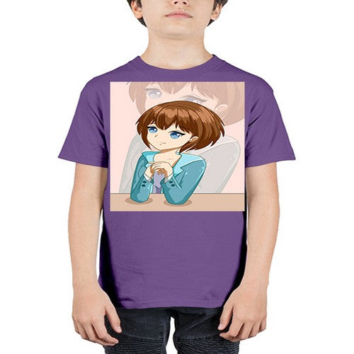 Happy beautiful and elegant girl brown hair 36# - anime - Youth Tee Unisex
