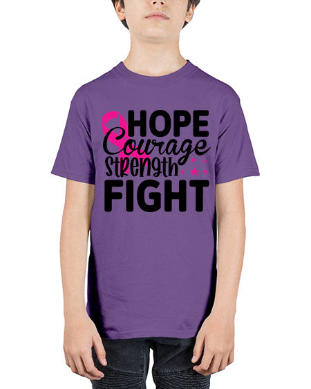 Hope Courage Strength Fight 21# - breast cancer - Youth Tee Unisex