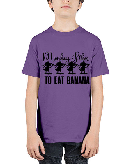 Monkey likes to eat banana  - monkey - Youth Tee Unisex