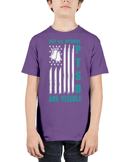 PTSD Awareness Not All Wounds 8# - PTSD - Youth Tee Unisex