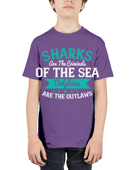 Sharks are the criminals of the sea Dolphins are the outlaws Style 34# - shark-fish - Youth Tee Unisex
