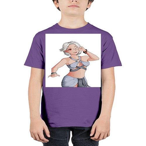 White hair girl wearing summer outfit 40# - anime - Youth Tee Unisex