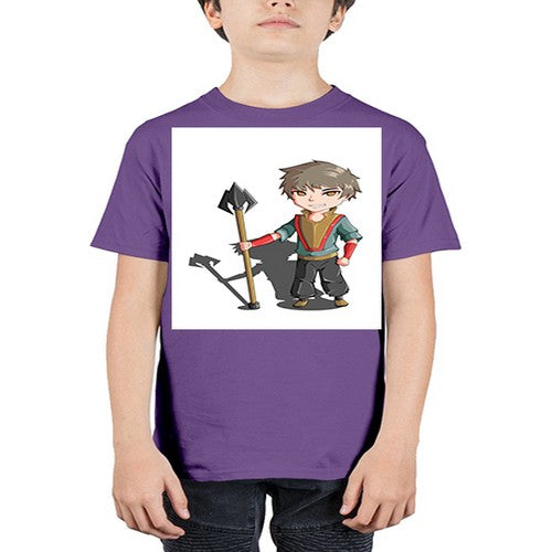 a little boy holding a spear79# - anime - Youth Tee Unisex