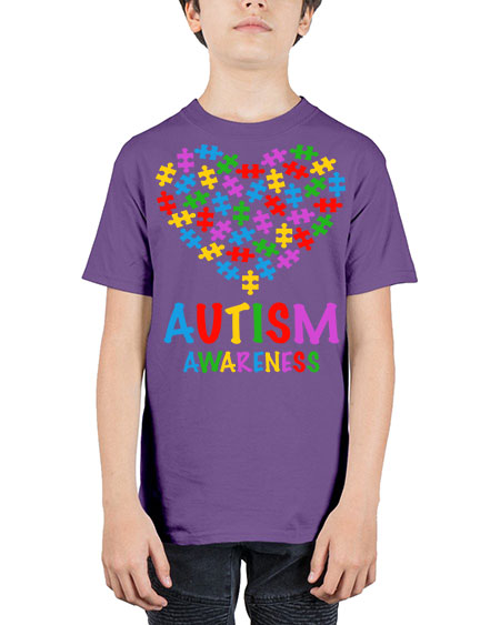 autism awareness heart love puzzle 15# - autism - Youth Tee Unisex