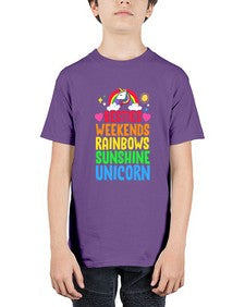 besties weekends rainbows sunshine unicorn 58# - unicorn - Youth Tee Unisex