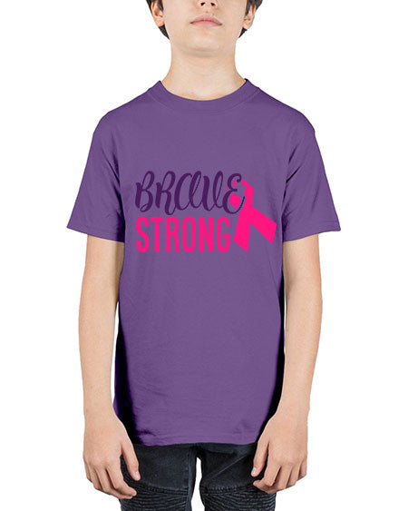 brave strong Style 15# - breast cancer - Youth Tee Unisex