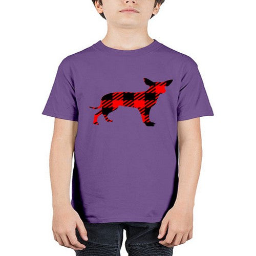 buffalo plaid pointed ear dog 64# - dogs - Youth Tee Unisex