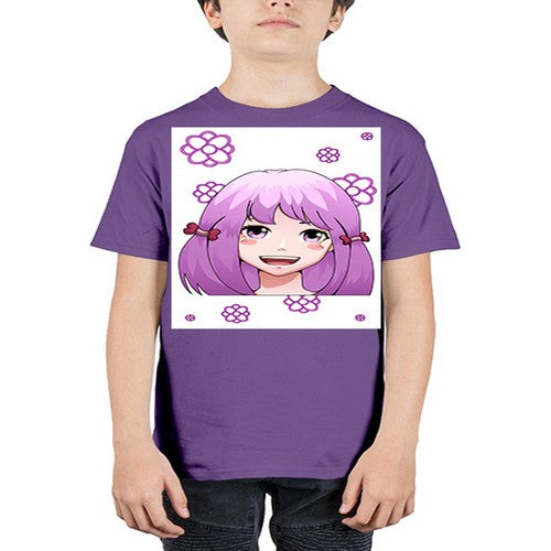 cute ponytails purple hair girl 63# - anime - Youth Tee Unisex