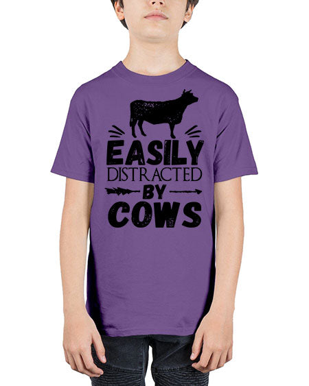 easily distracted by cows - cow - Youth Tee Unisex