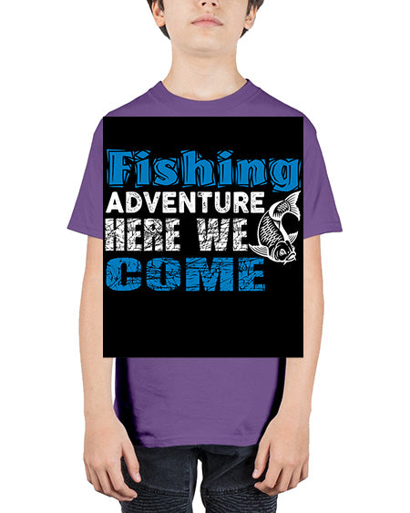 fishing adventure here we come png 52# - shark-fish - Youth Tee Unisex
