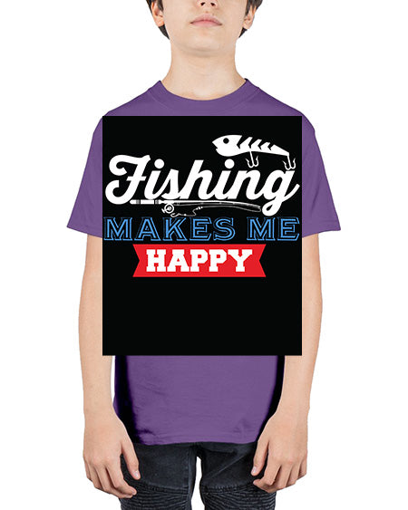 fishing makes me happy png 46# - shark-fish - Youth Tee Unisex
