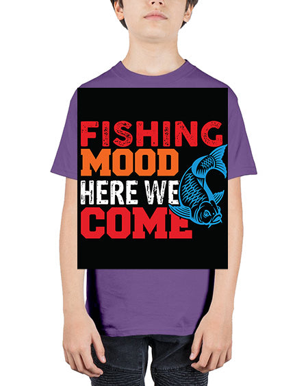 fishing mood here we come png 44# - shark-fish - Youth Tee Unisex
