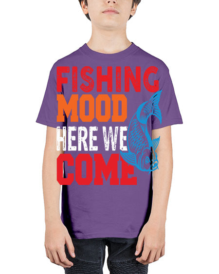 fishing mood here we come png 76# - shark-fish - Youth Tee Unisex