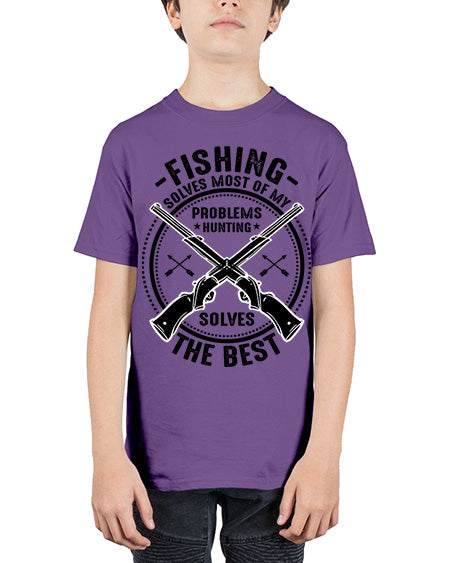 fishing solves most 74# - shark-fish - Youth Tee Unisex