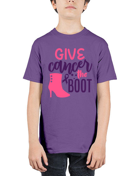 give cancer the boot Style 11# - breast cancer - Youth Tee Unisex