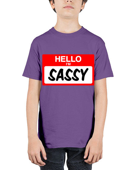 hello im sassy 129# - black words and phrases - Youth Tee Unisex