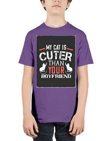 my cat is cuter than your boyfriend Style 71# - cats - Youth Tee Unisex