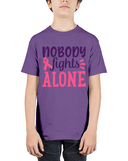 nobody fights alone Style 6# - breast cancer - Youth Tee Unisex