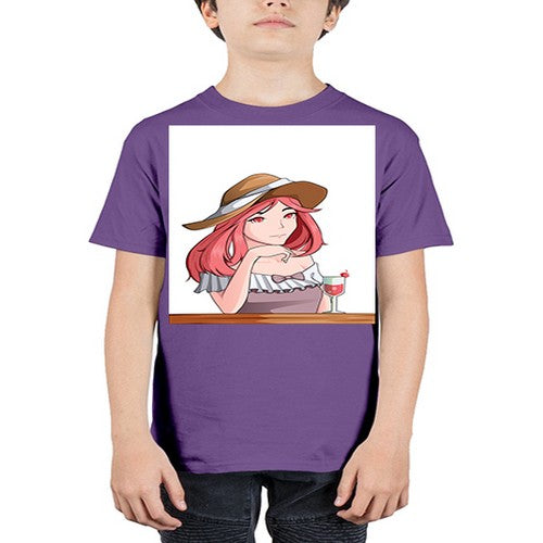 pretty woman with fresh juice in summer 37# - anime - Youth Tee Unisex