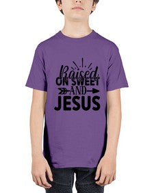 raised on sweet and jesus 1491# - tea - Youth Tee Unisex