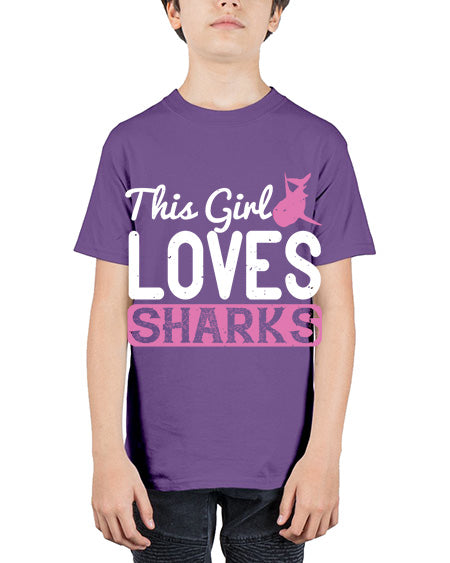 this girl loves sharks Style 12# - shark-fish - Youth Tee Unisex