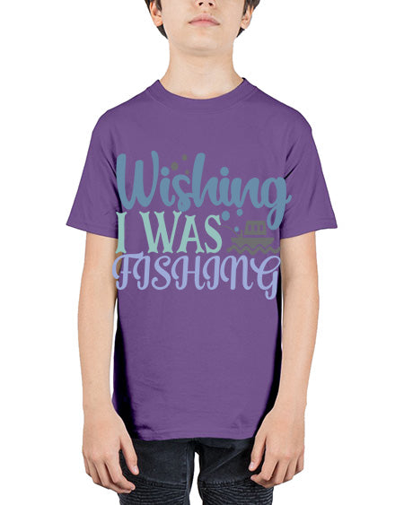 wishing i was fishing 90# - shark-fish - Youth Tee Unisex
