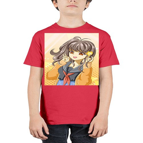 A beautiful and happy girl back to school 90# - anime - Youth Tee Unisex