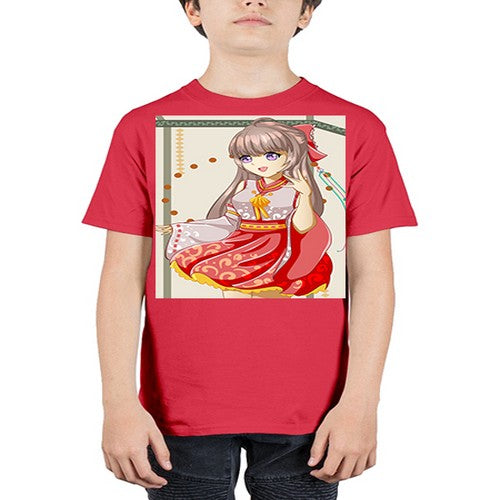 A beautiful and happy girl with kimono 104# - anime - Youth Tee Unisex