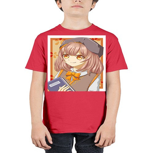 A beautiful girl wearing uniform with book 93# - anime - Youth Tee Unisex