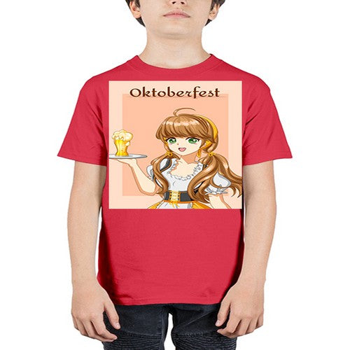 A beautiful girl with beer happy at celebrating the oktoberfest 87# - anime - Youth Tee Unisex