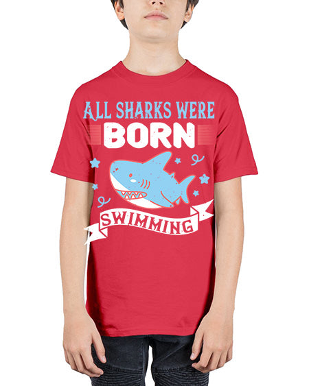 All sharks were born swimming Style 98# - shark-fish - Youth Tee Unisex